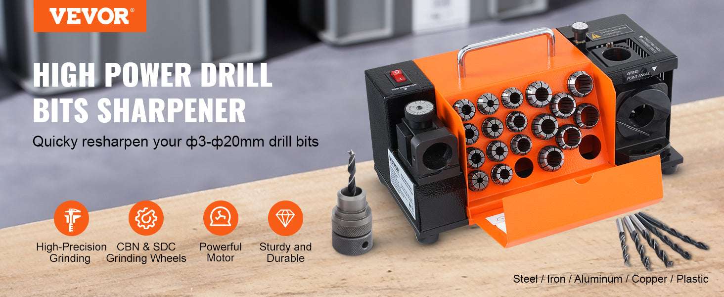 Drill Bit Sharpener Machine 4500RPM Adjustable Angle with 18 Collets - Image 8