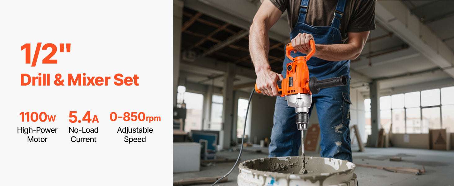 1100W Corded Drill Mixer with D-Handle & Variable Speed Control - Image 8