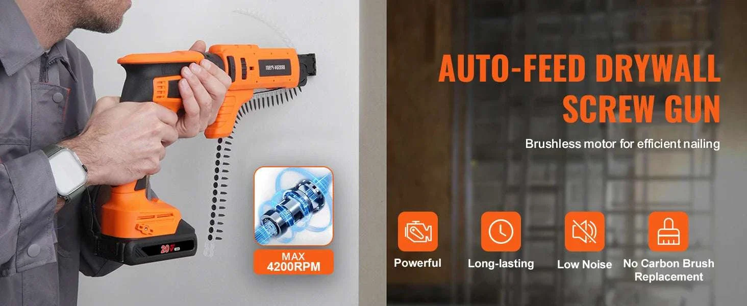 20V Cordless Drywall Screw Gun Kit 4200RPM Brushless with LED - Image 8