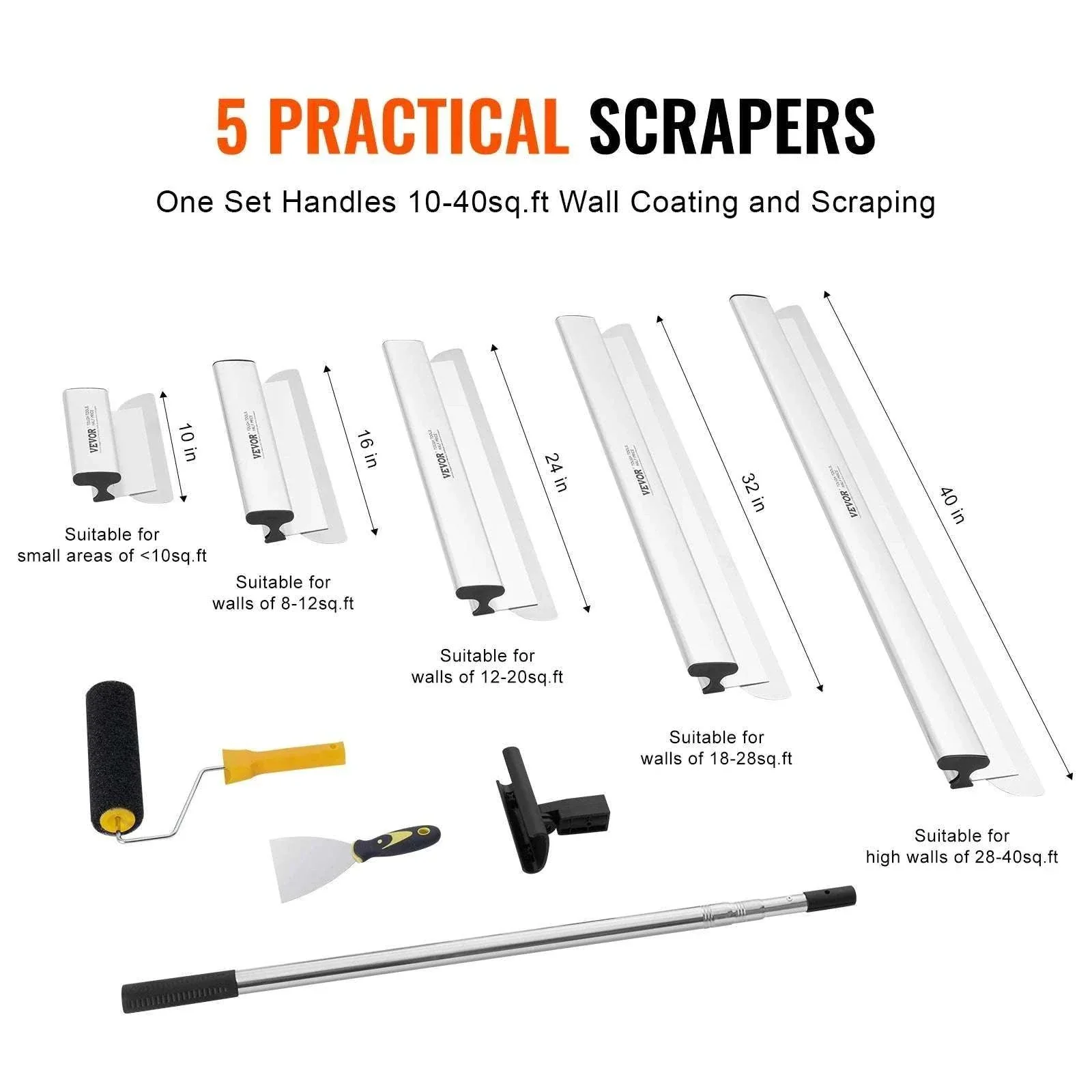 Drywall Skimming Blade Set with Extension Pole 10–40 Inch Kit - Image 2