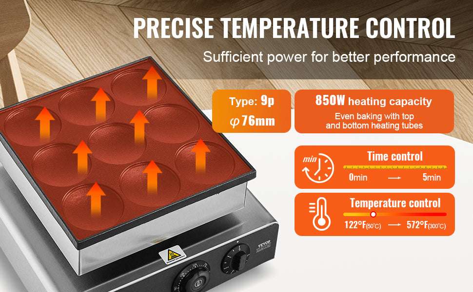 9-Piece Dutch Pancake Maker with Timer & Temperature Control - Image 9