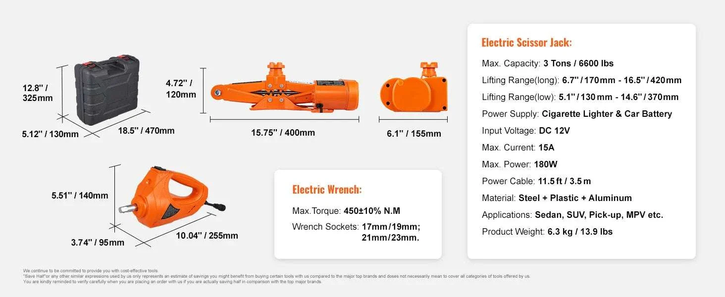 3 Ton Electric Car Jack Kit 12V with Impact Wrench for SUV & Sedan - Image 16