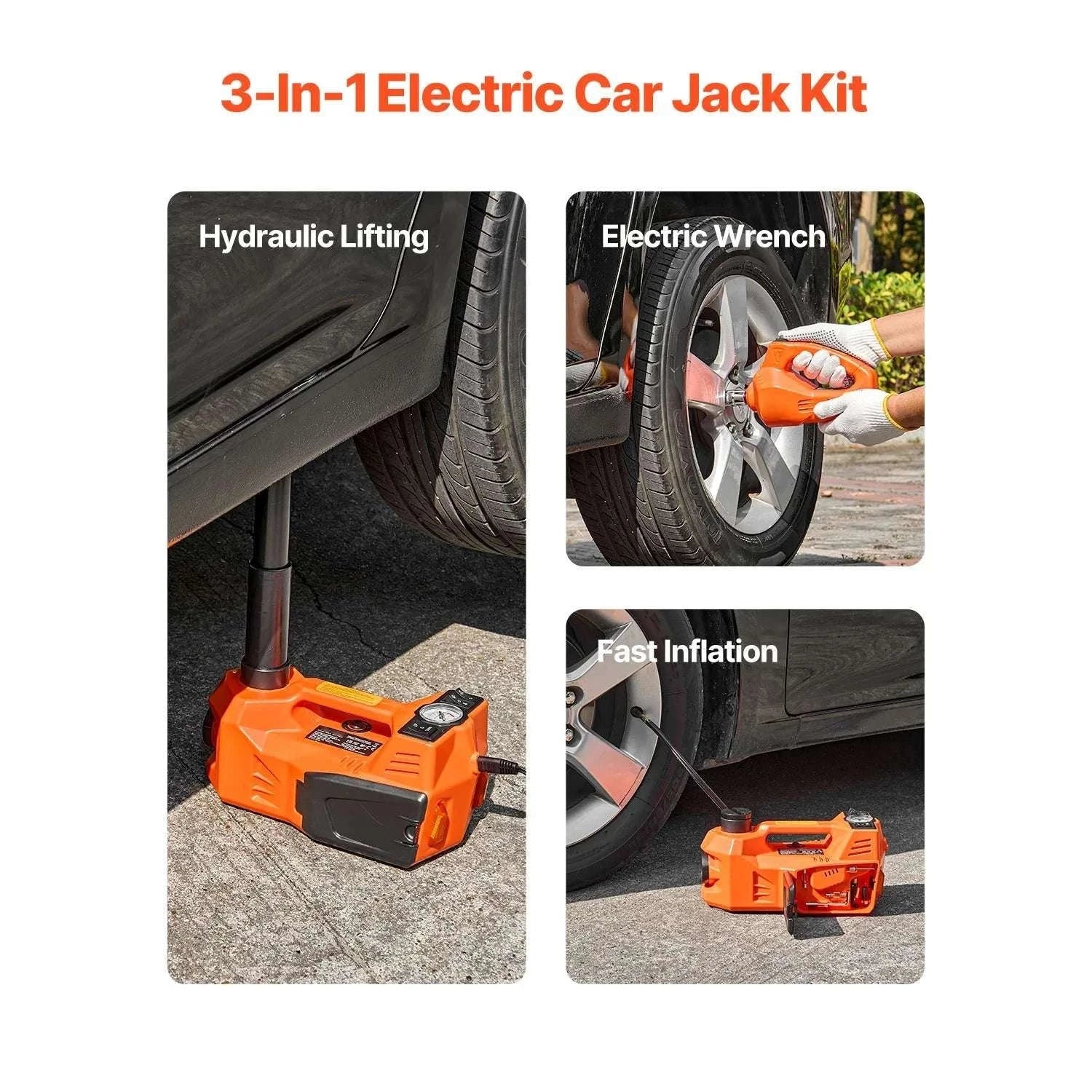 Electric Car Jack 5T with Inflator & Impact Wrench 12V Kit - Image 2