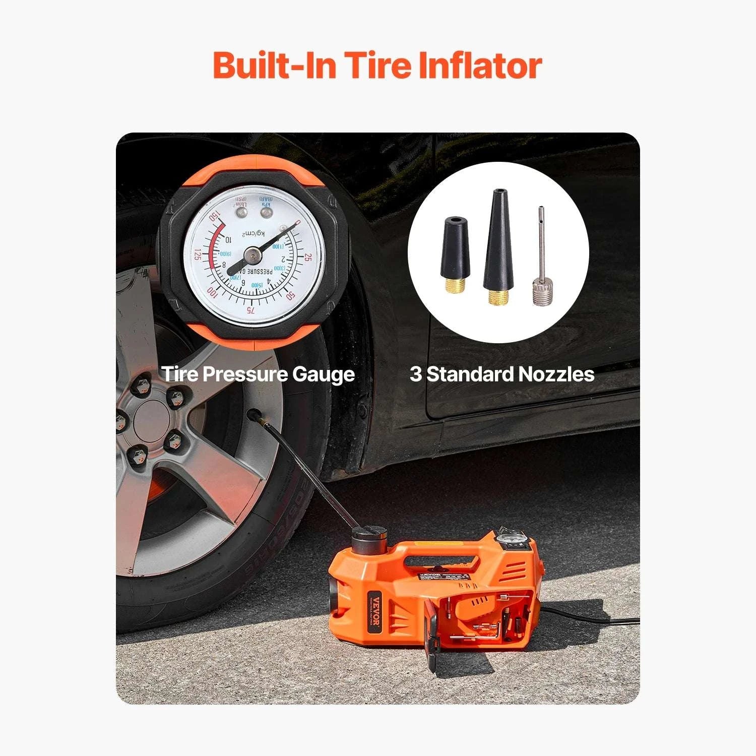 5T Electric Car Jack Kit with Inflator, Impact Wrench & LED Light - Image 4
