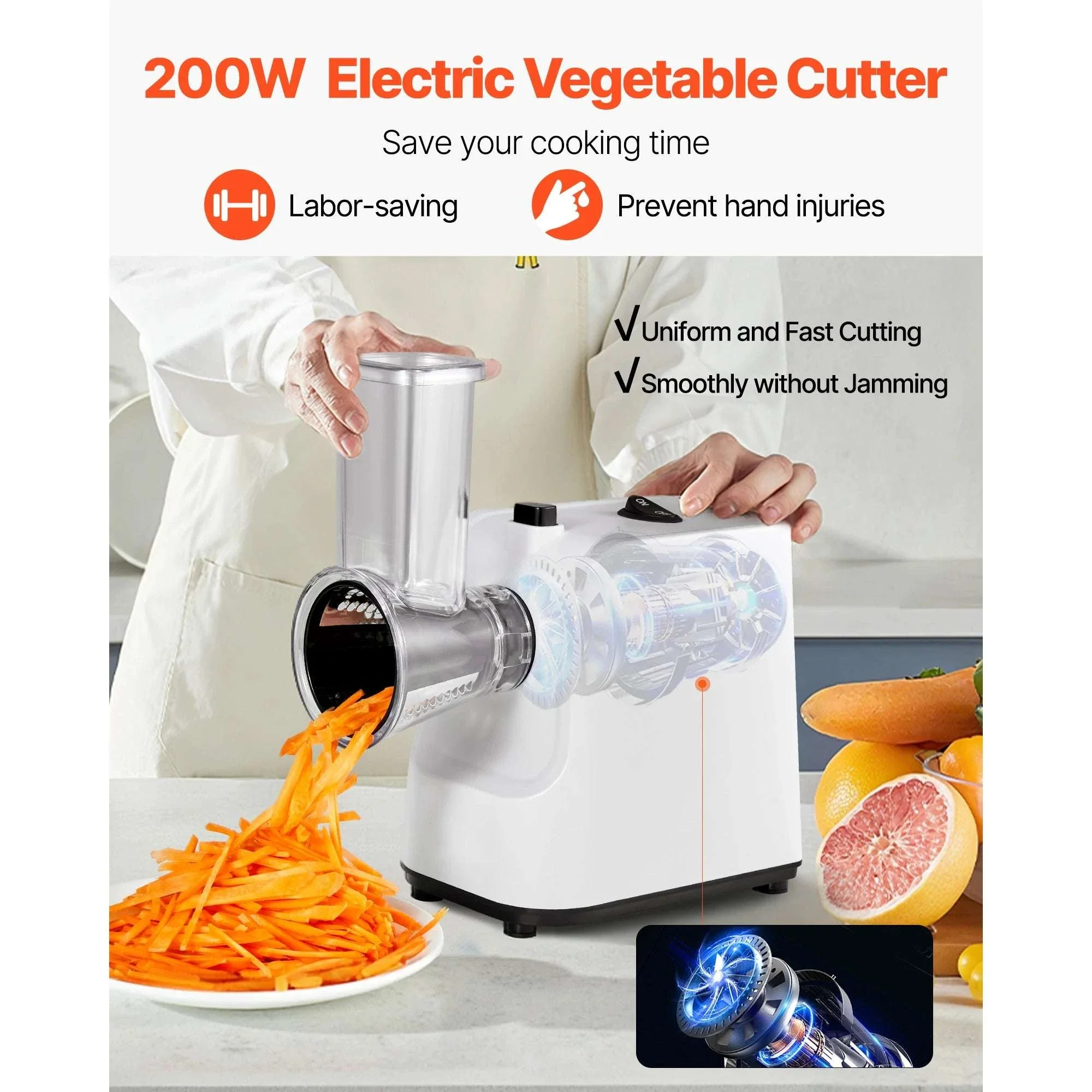 Electric Vegetable Slicer & Cheese Grater 200W 5-in-1 Cutter - Image 2