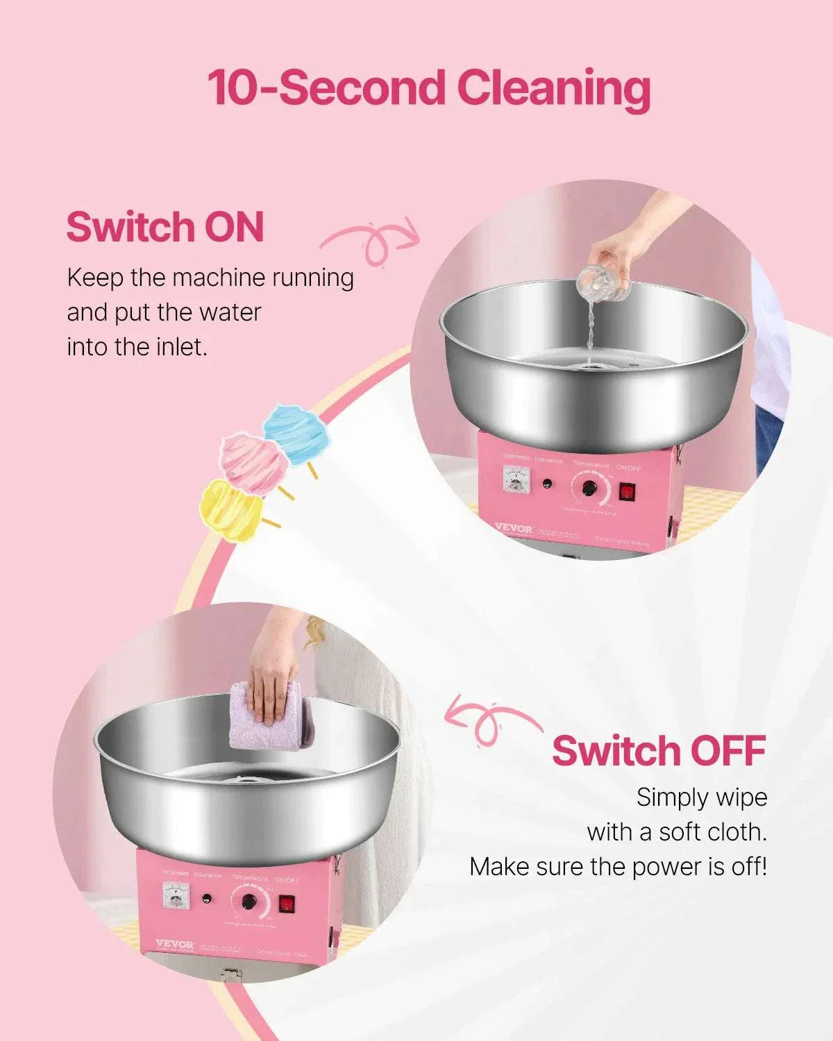 Commercial Cotton Candy Machine with Large Bowl for Parties - Image 4