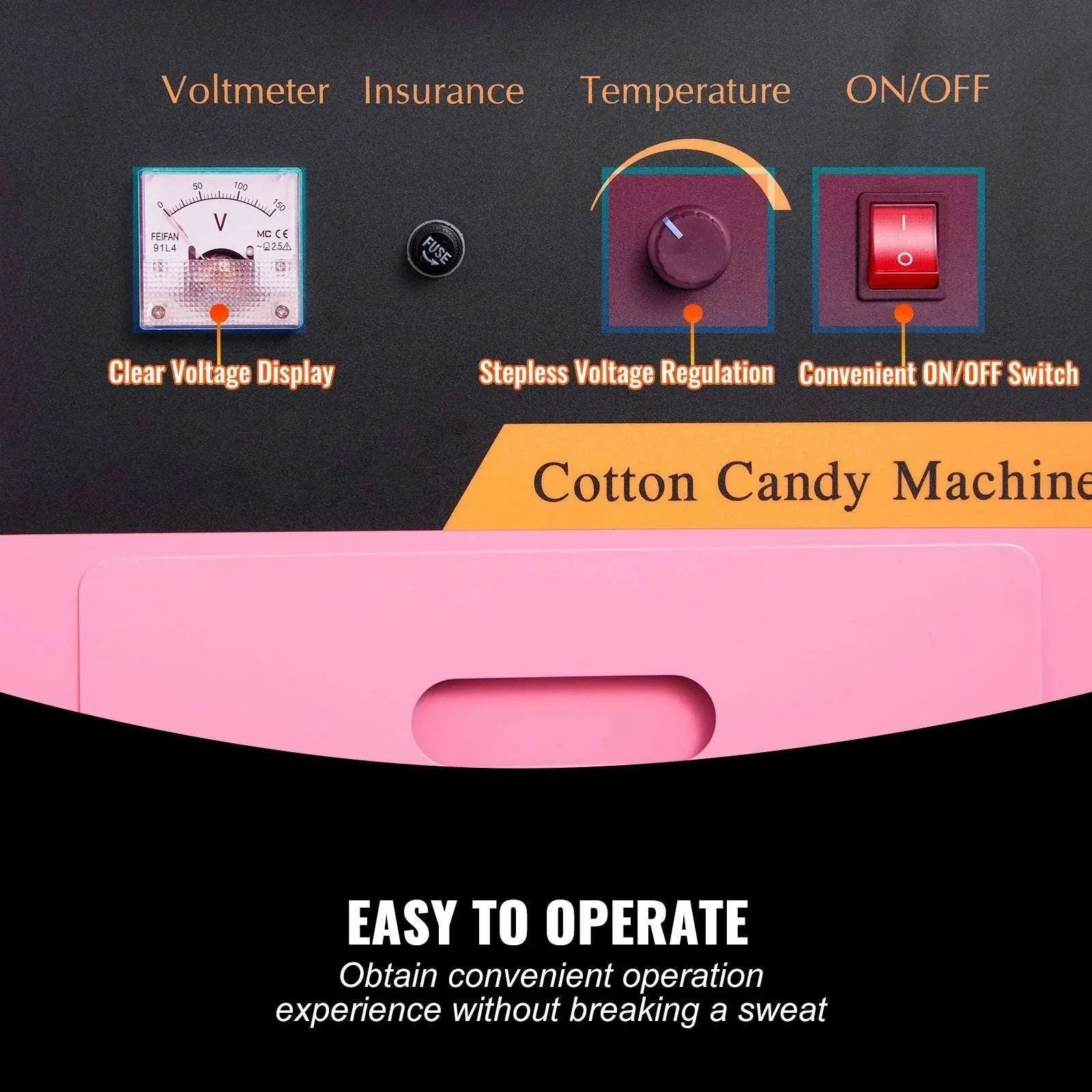 Commercial Cotton Candy Machine with Cart 1050W High Output Maker - Image 5