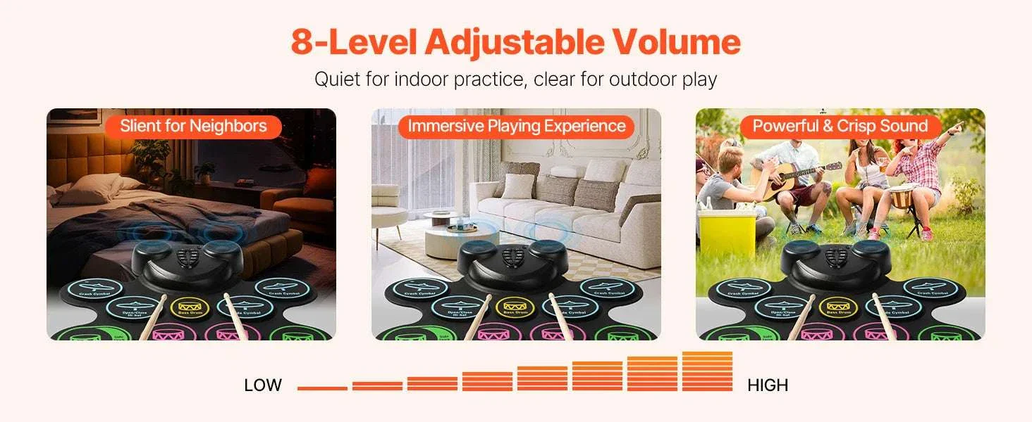 Kids Roll-Up Electronic Drum Set with 7 or 9 Pads & Pedals - Image 18