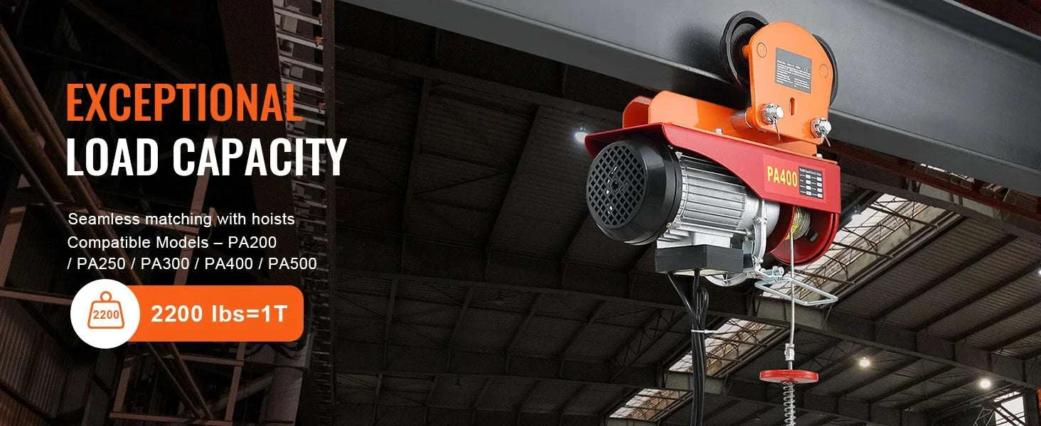 1T Manual Beam Trolley 2200 lbs Capacity Adjustable I-Beam Hoist - Image 9