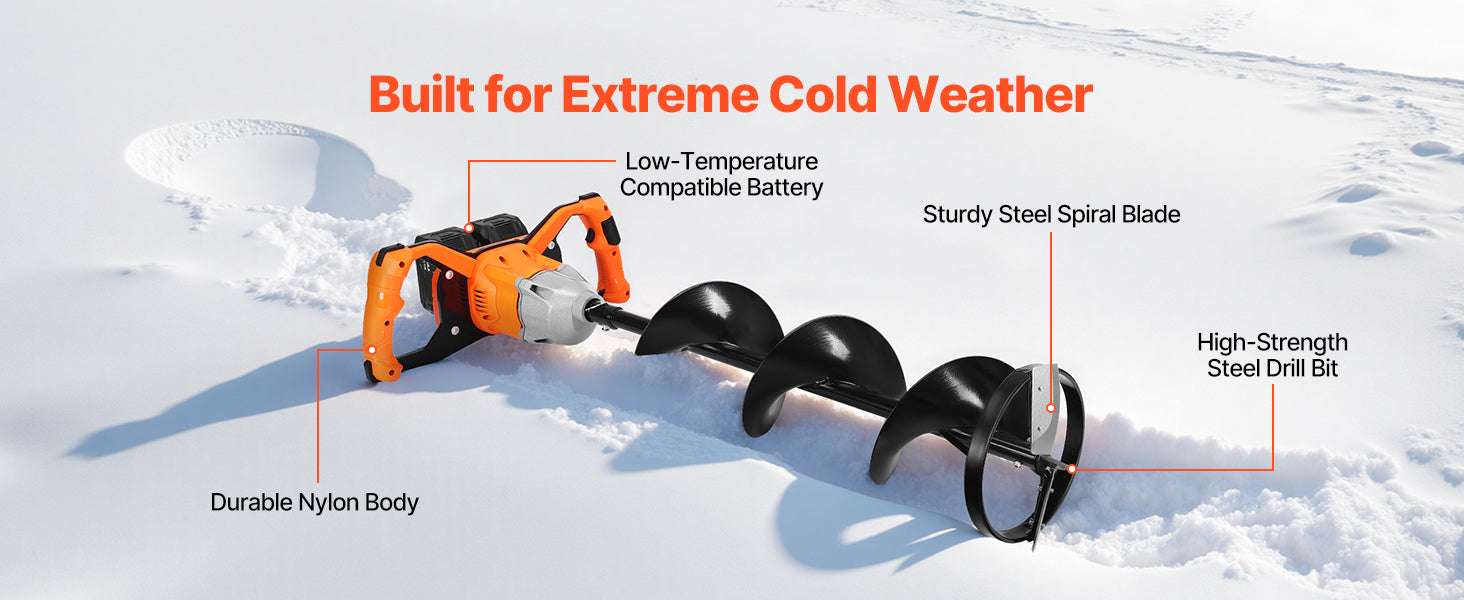 Electric Ice Auger 8" Cordless Drill with Dual Ice & Earth Bits - Image 12