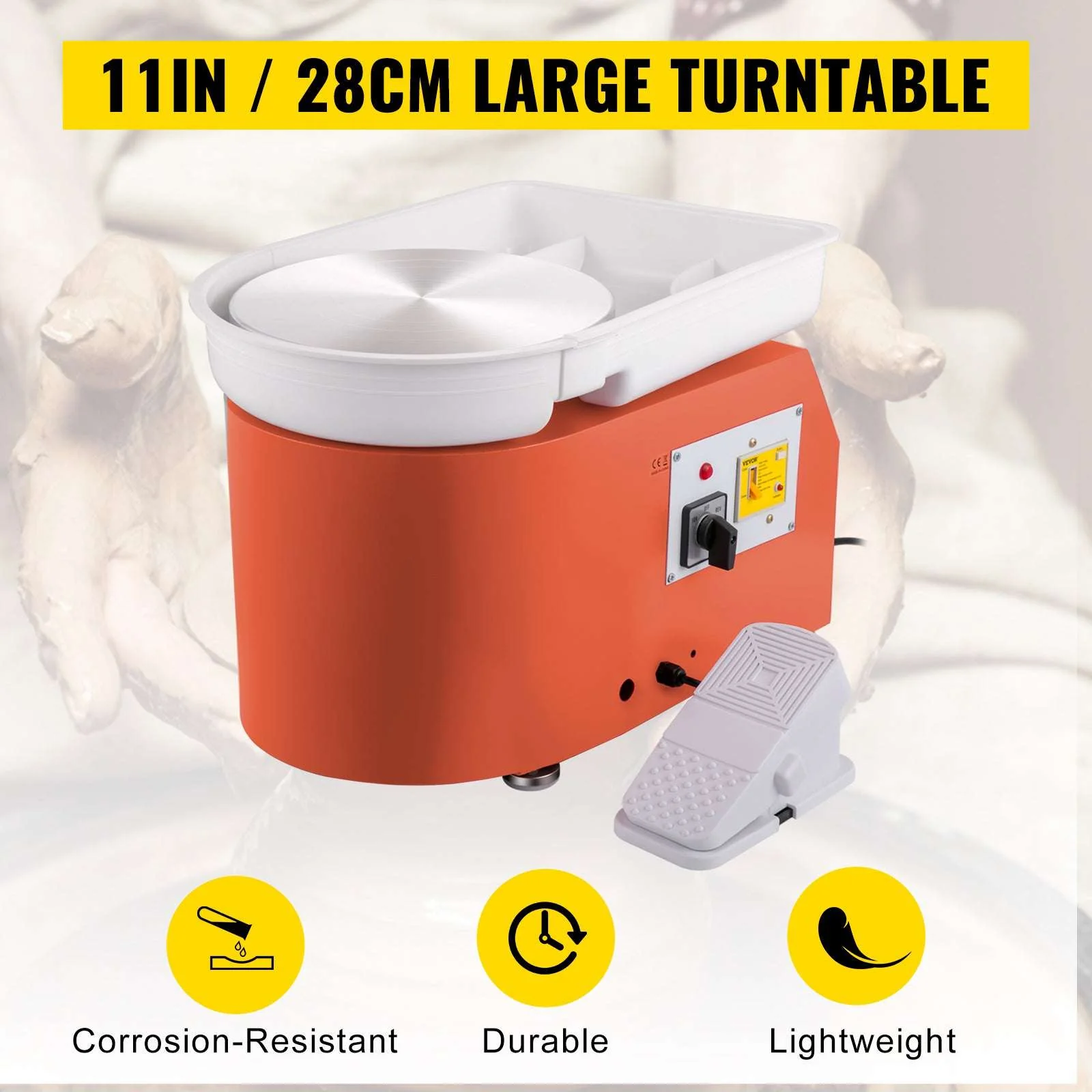 28cm Electric Pottery Wheel Machine 350W with Foot Pedal Control - Image 10