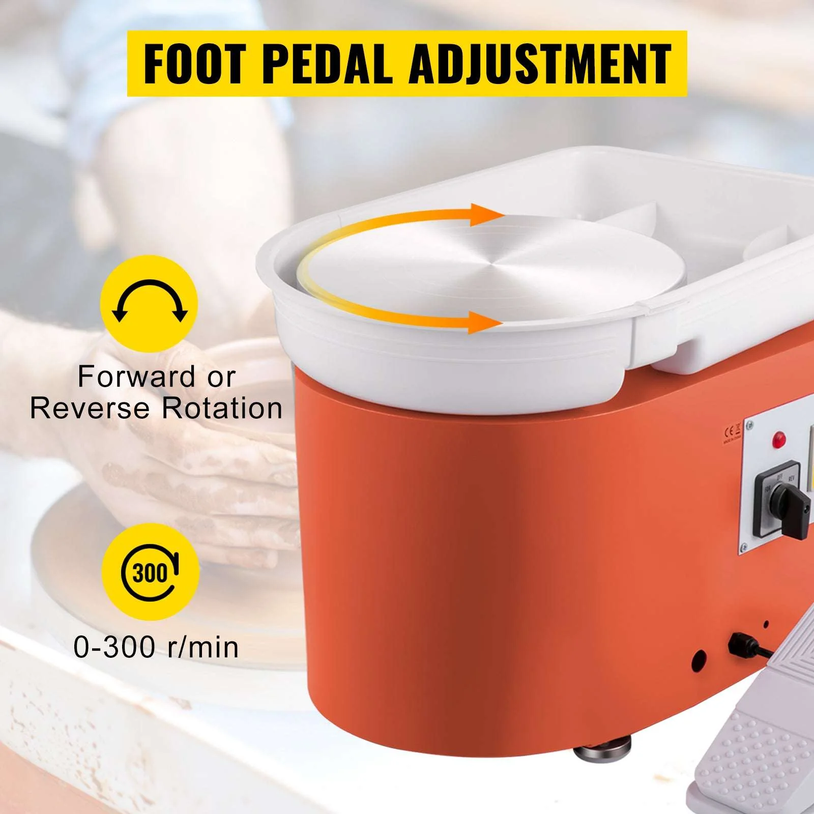 28cm Electric Pottery Wheel Machine 350W with Foot Pedal Control - Image 12