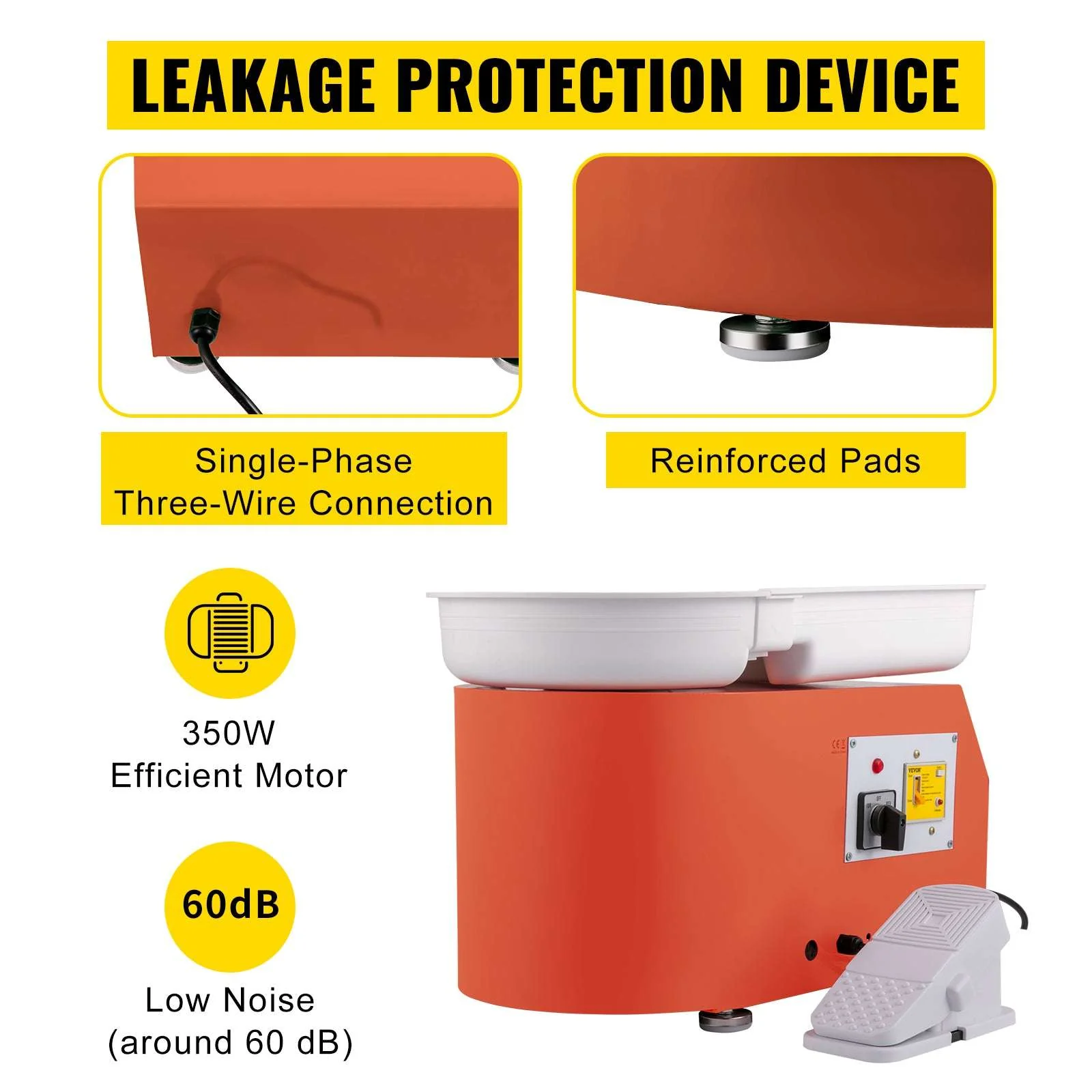 28cm Electric Pottery Wheel Machine 350W with Foot Pedal Control - Image 13