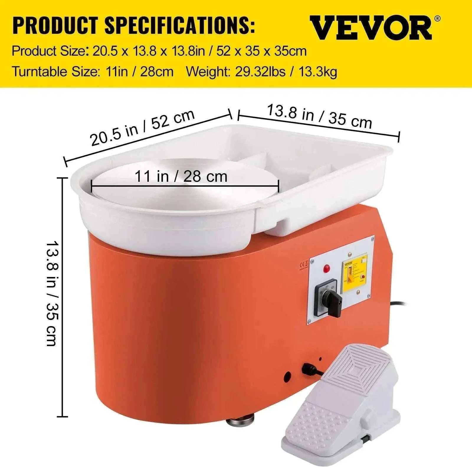 28cm Electric Pottery Wheel Machine 350W with Foot Pedal Control - Image 20