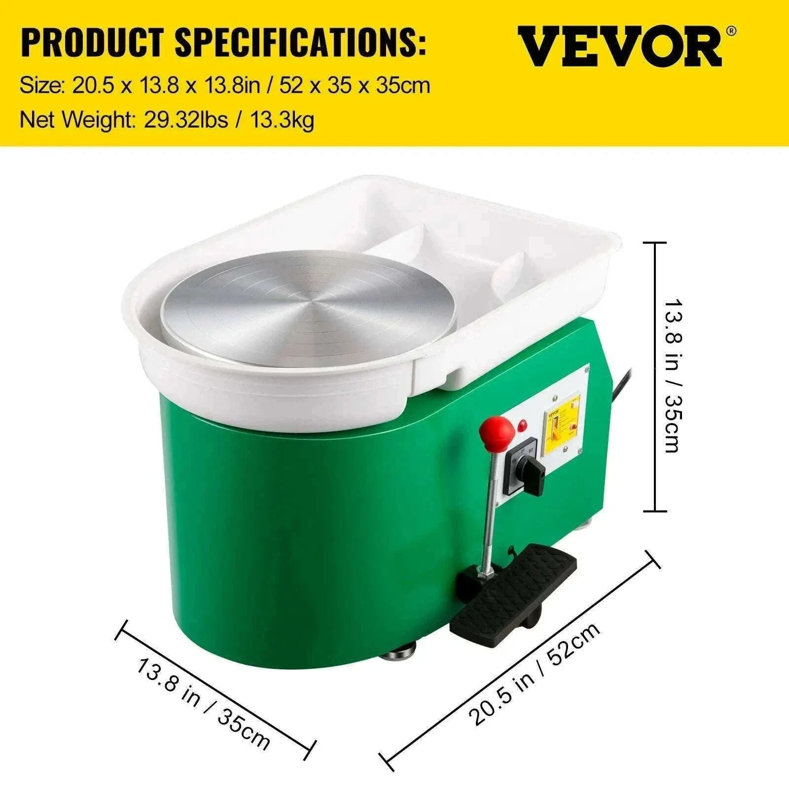 28cm Electric Pottery Wheel Machine 350W with Foot Pedal Control - Image 21