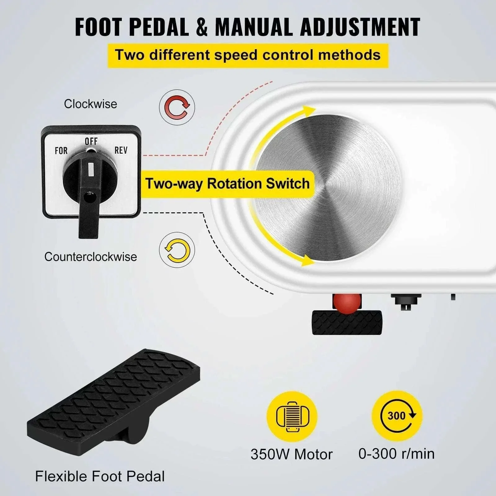 28cm Electric Pottery Wheel Machine 350W with Foot Pedal Control - Image 4