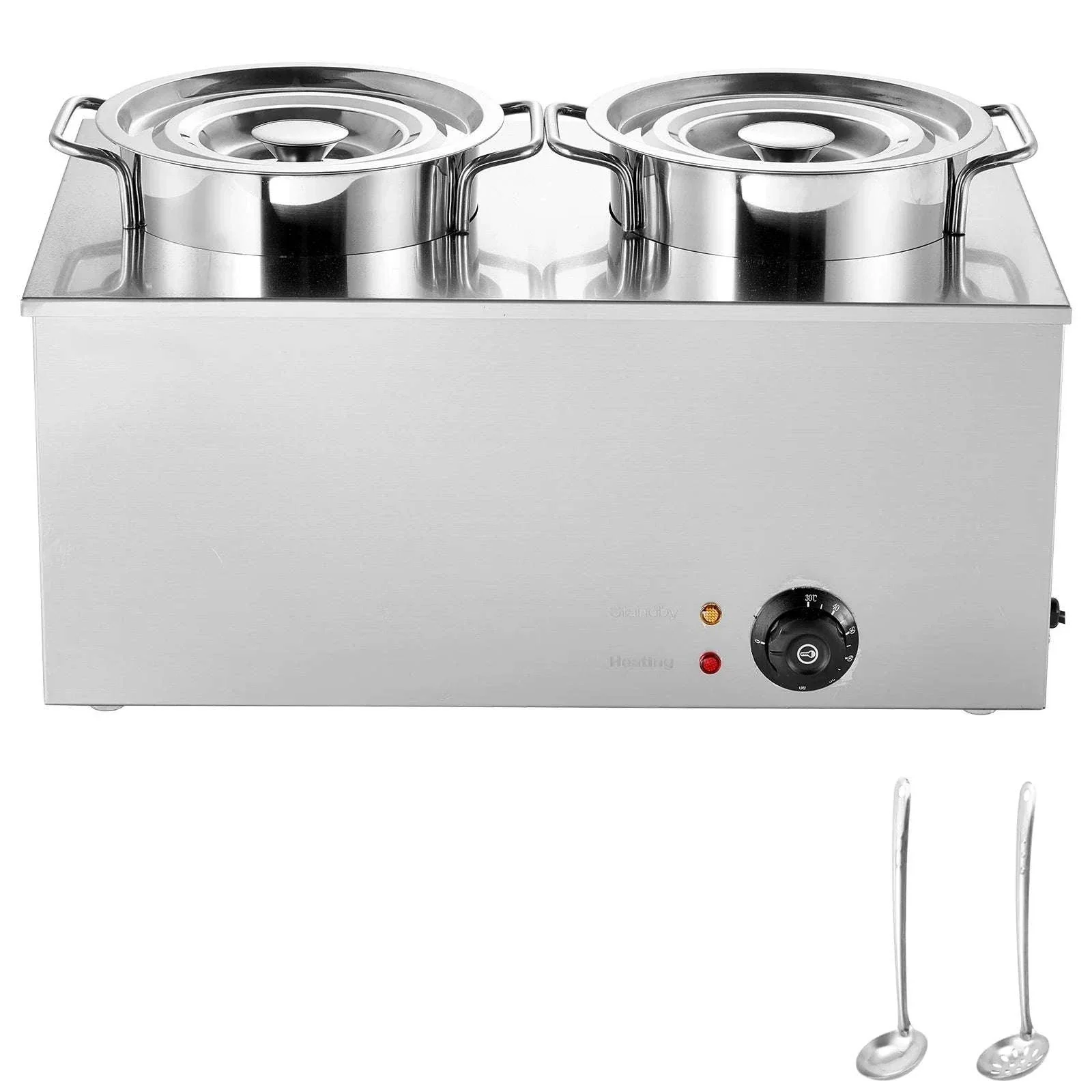 Electric Soup Warmer Dual 6.34QT Pots with Adjustable Heat 1200W
