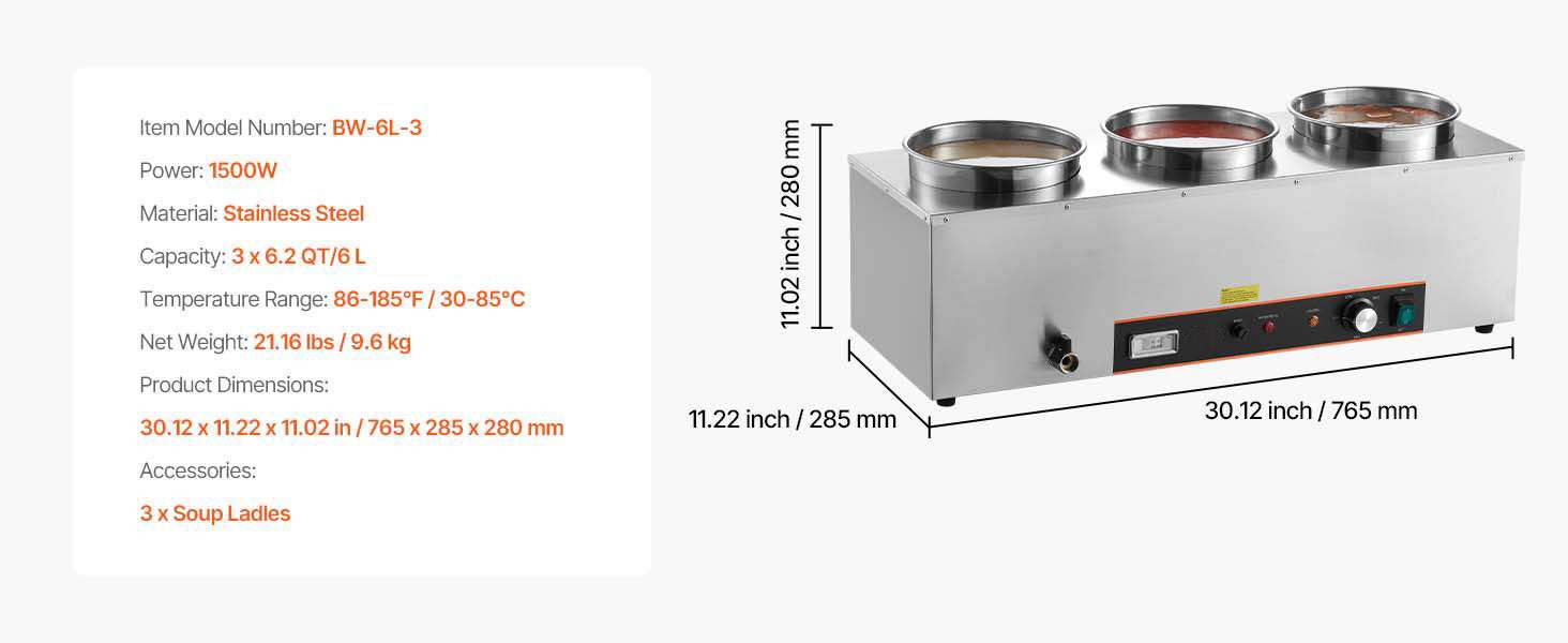 Electric Soup Warmer Dual 6.34QT Pots with Adjustable Heat 1200W - Image 14