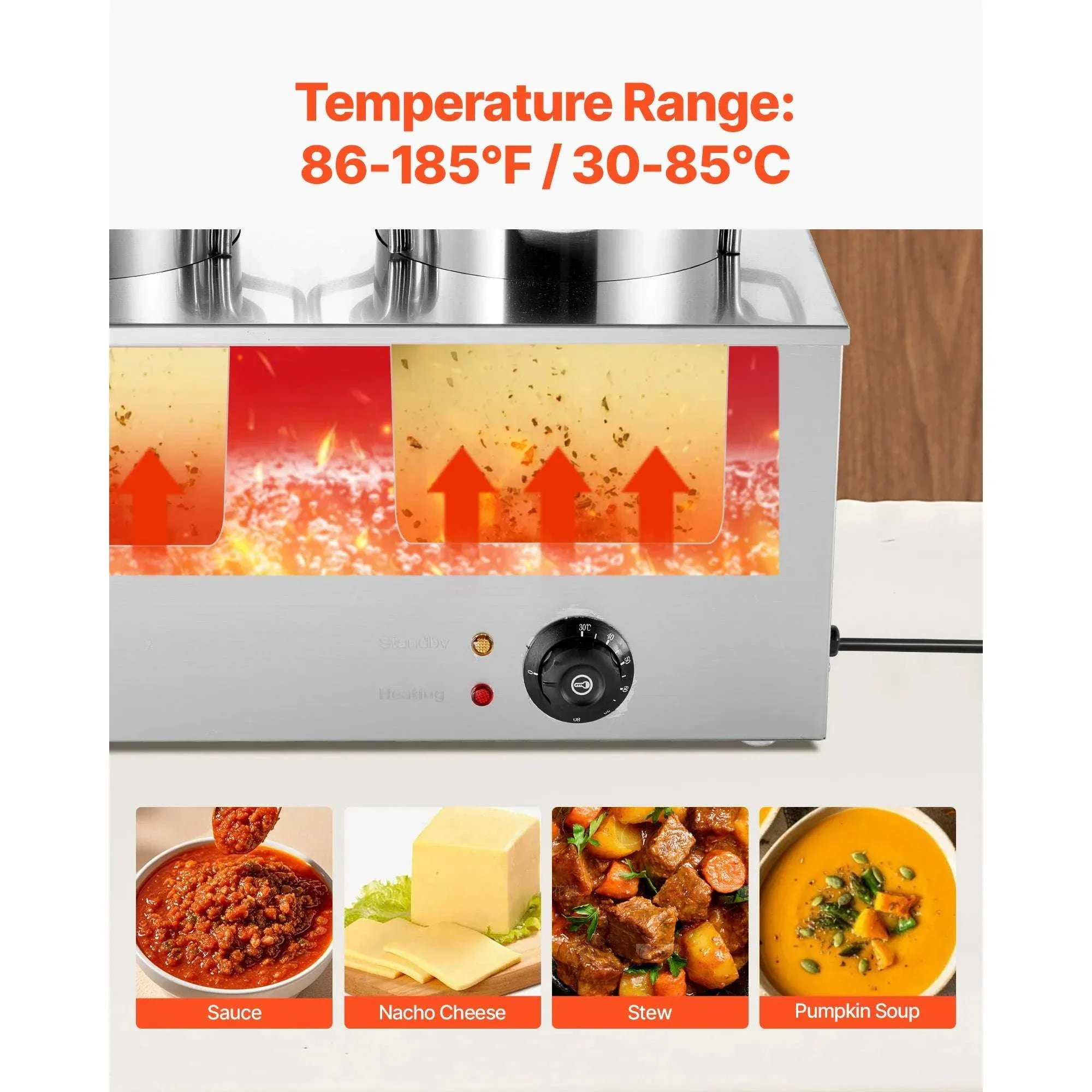 Electric Soup Warmer Dual 6.34QT Pots with Adjustable Heat 1200W - Image 3