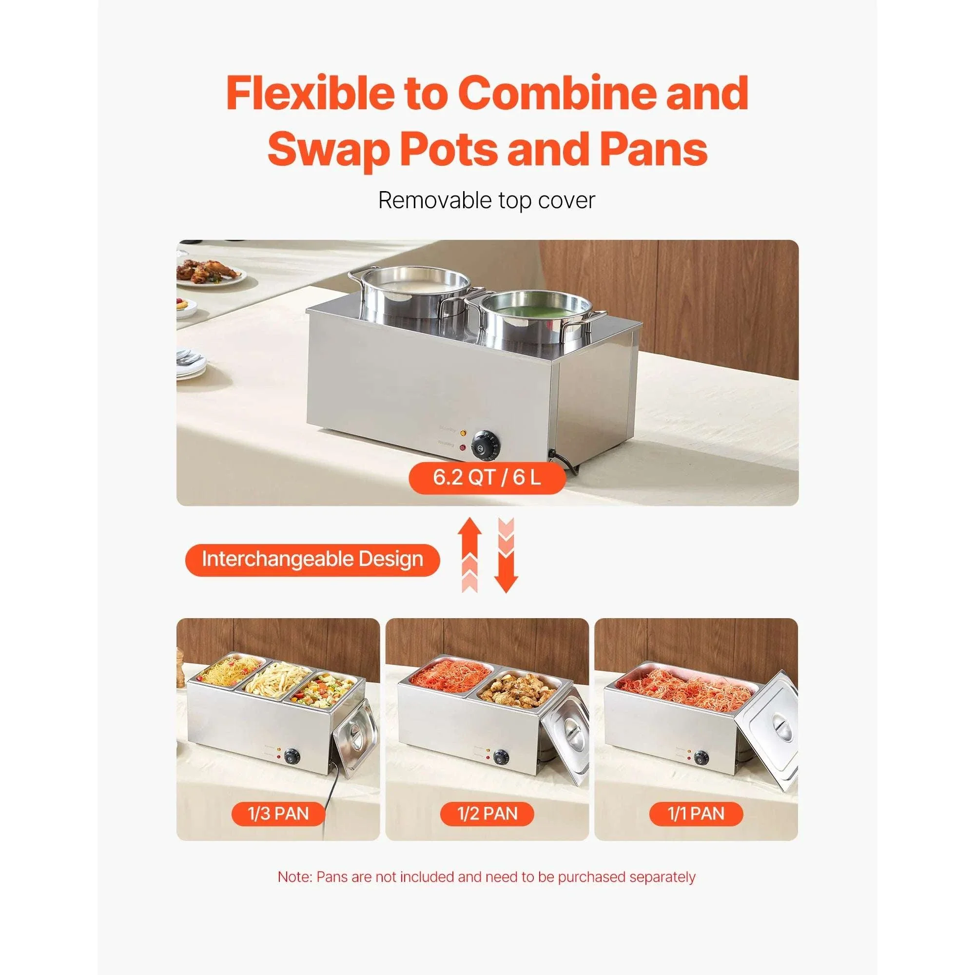 Electric Soup Warmer Dual 6.34QT Pots with Adjustable Heat 1200W - Image 5