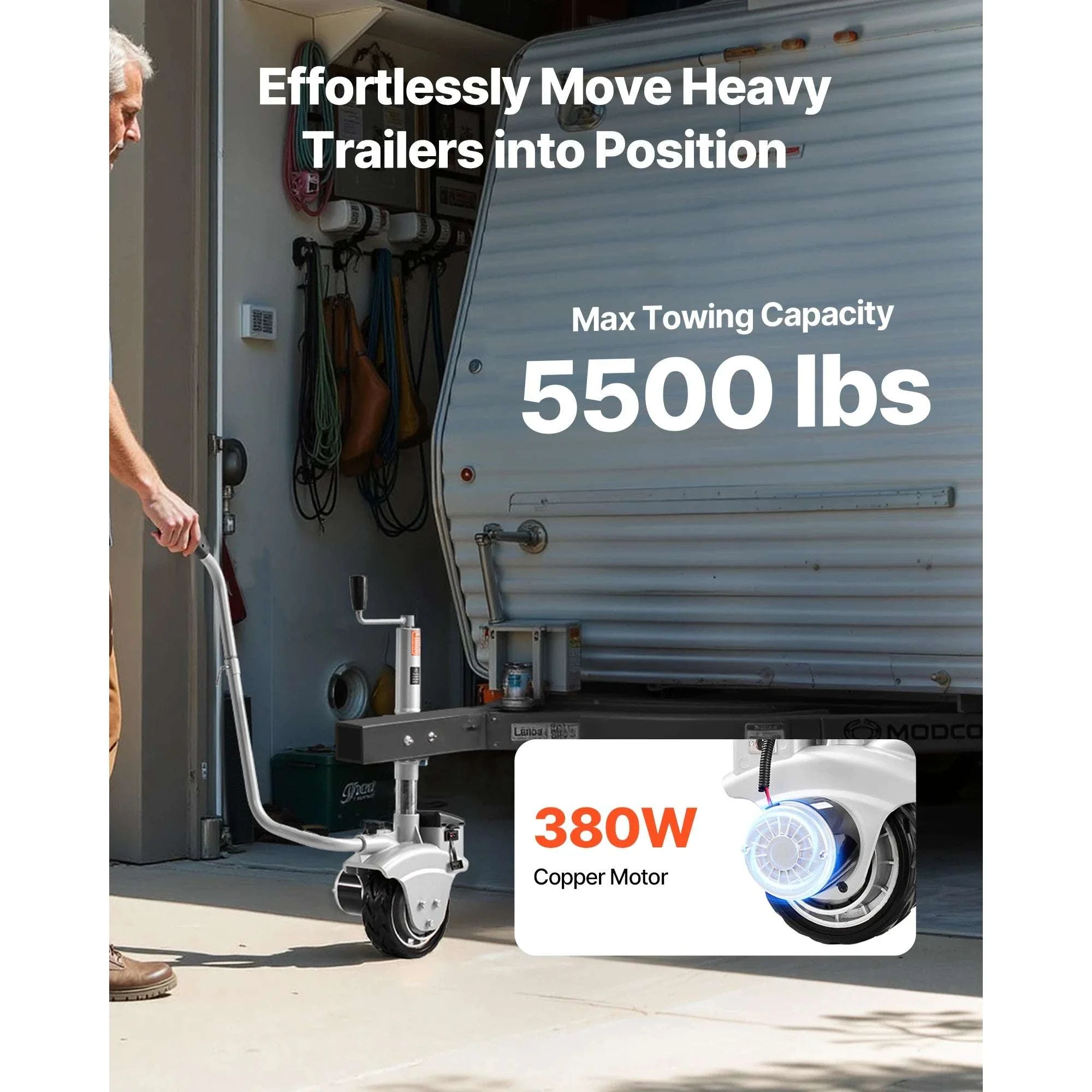 Electric Trailer Dolly 5500 lbs Motorized Jockey Wheel 12V - Image 2