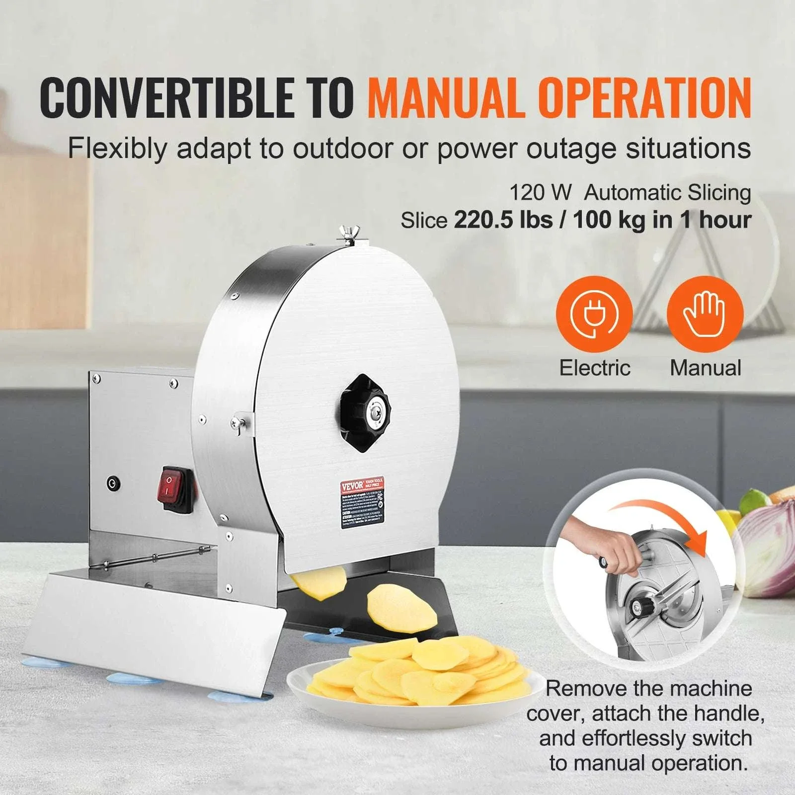 Electric Vegetable Slicer 0–12mm Adjustable Stainless Steel Cutter - Image 3
