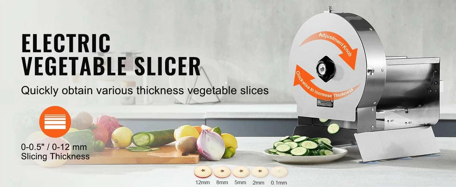 Electric Vegetable Slicer 0–12mm Adjustable Stainless Steel Cutter - Image 8