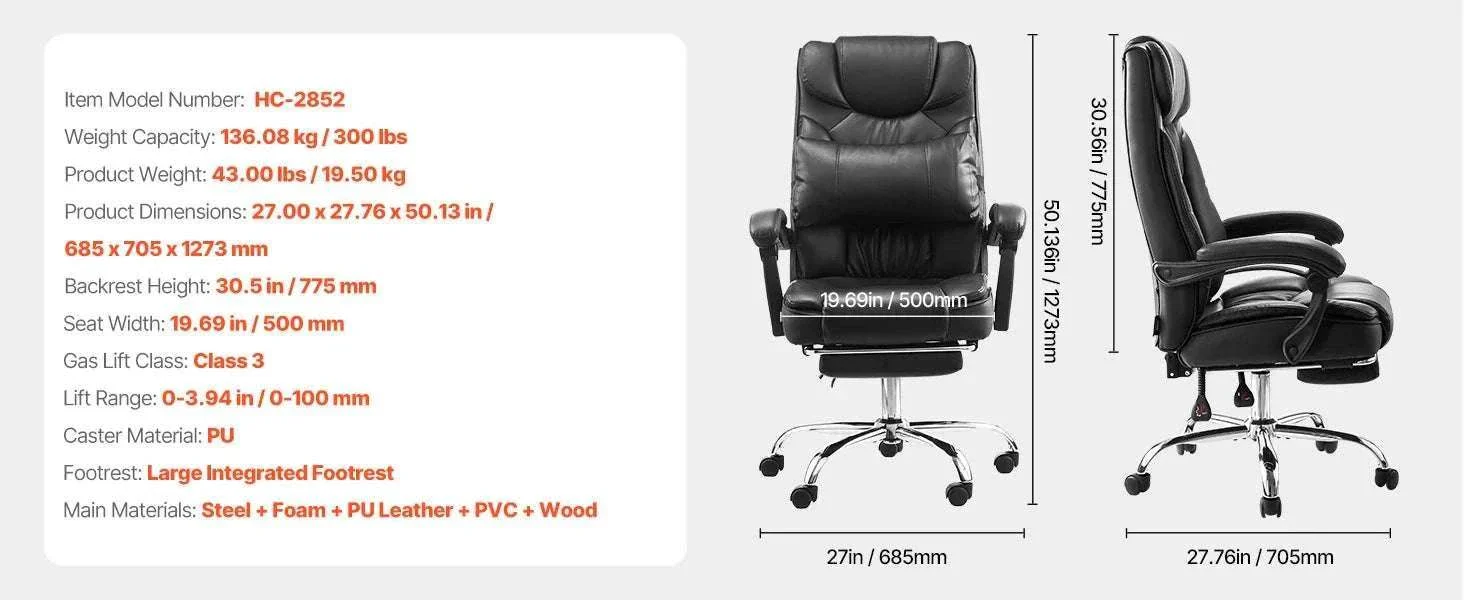 Ergonomic Reclining Office Chair with Footrest & 300lb Support - Image 13