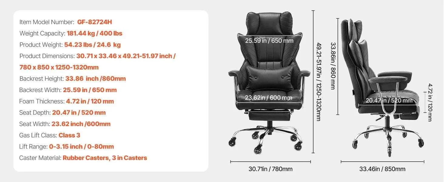 Ergonomic Reclining Office Chair with Footrest & 300lb Support - Image 15