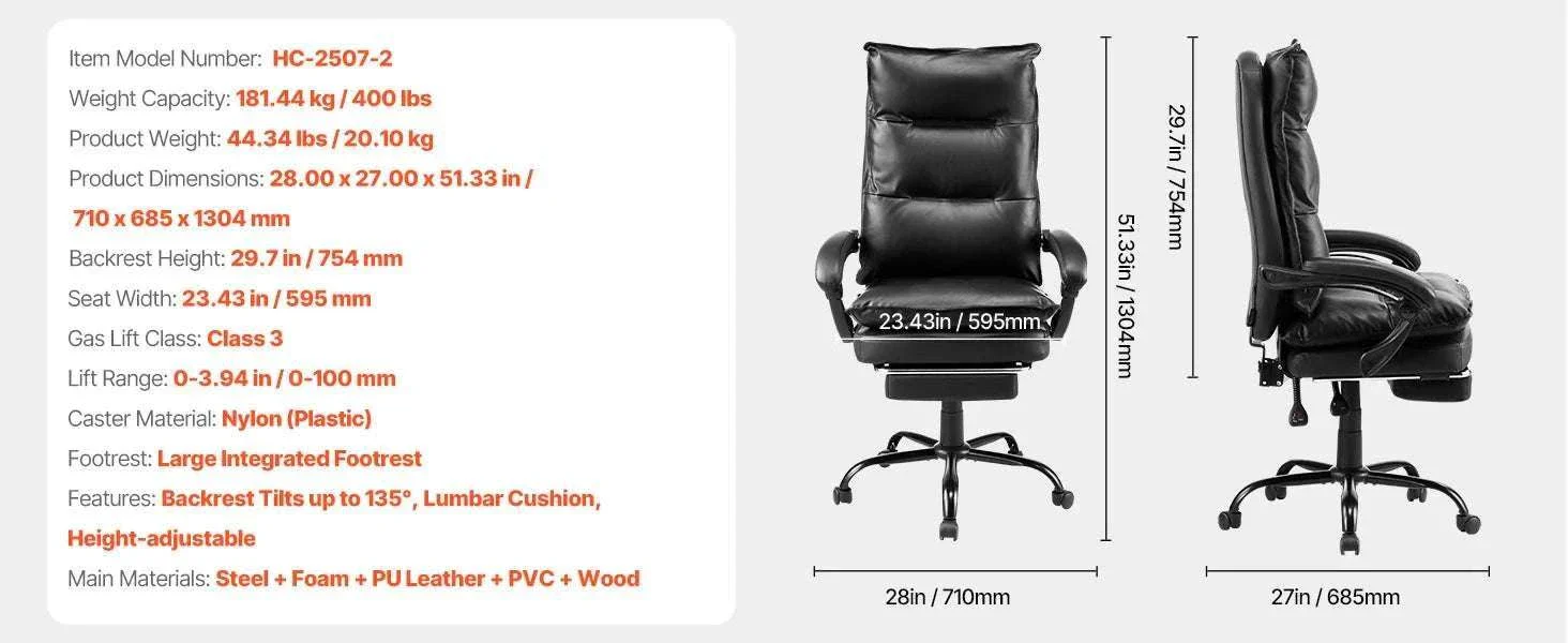 Ergonomic Reclining Office Chair with Footrest & 300lb Support - Image 17