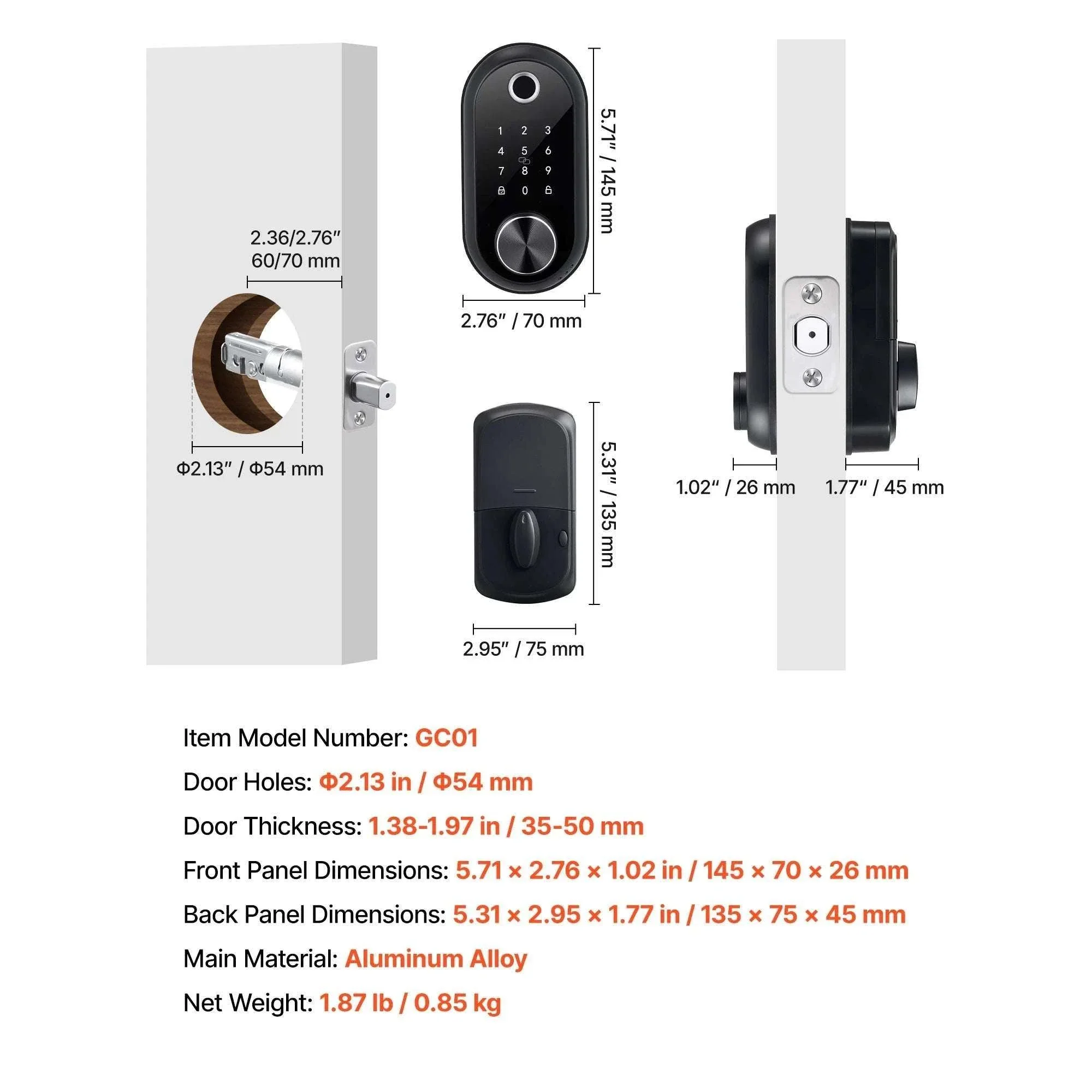 Fingerprint Door Lock with Keypad Auto Lock & Anti-Peek Security - Image 23