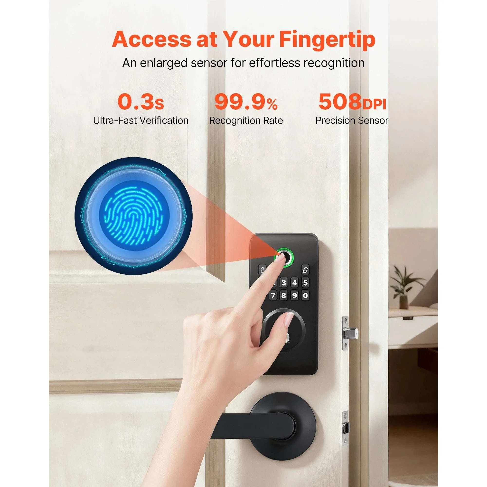 Fingerprint Door Lock Keyless Entry Deadbolt with Handle - Image 3
