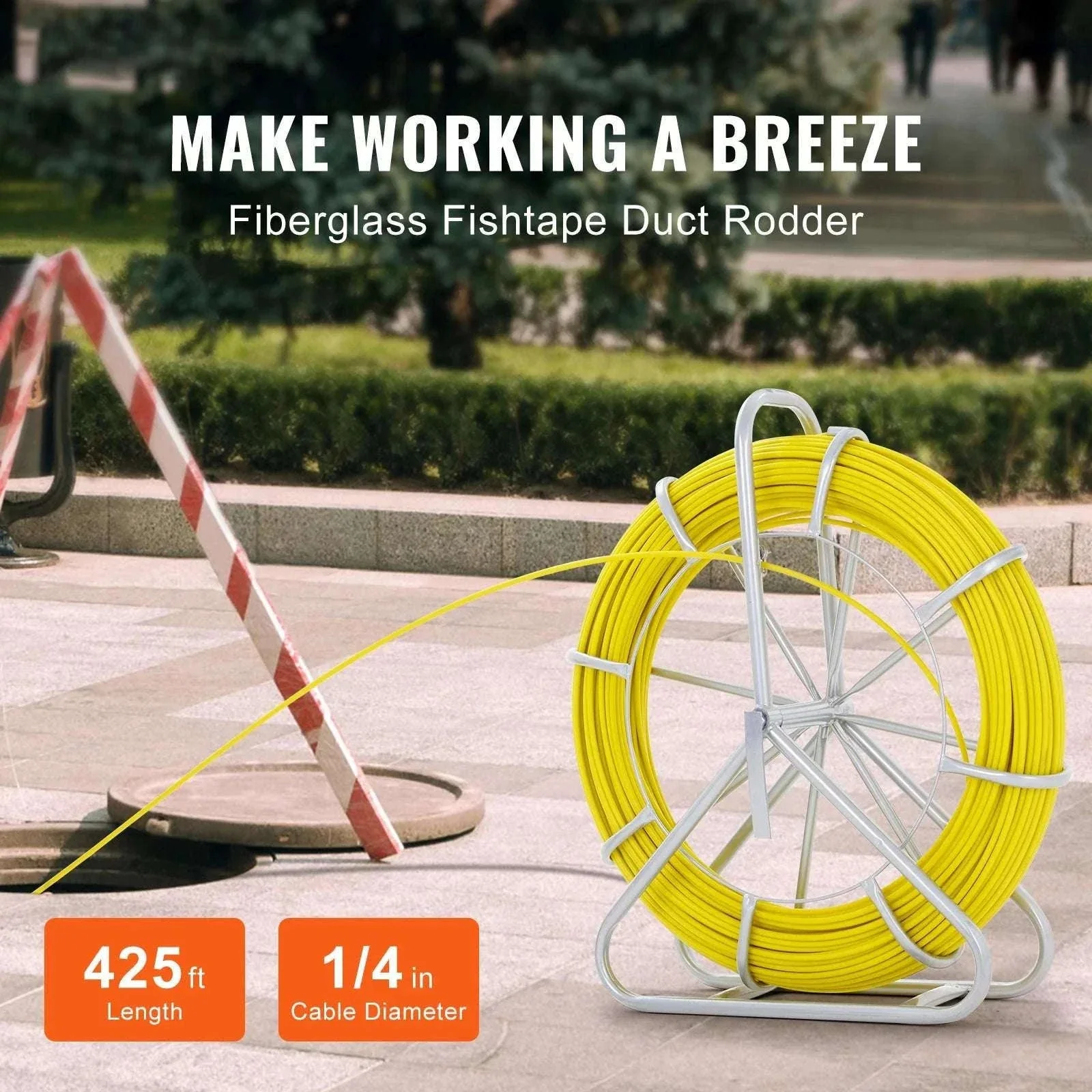 Fiberglass Fish Tape Wire Puller 425–656 ft Duct Rodder Kit - Image 2