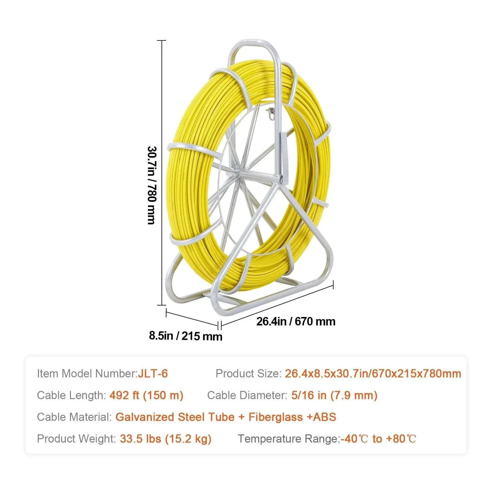 Fiberglass Fish Tape Wire Puller 425–656 ft Duct Rodder Kit - Image 20