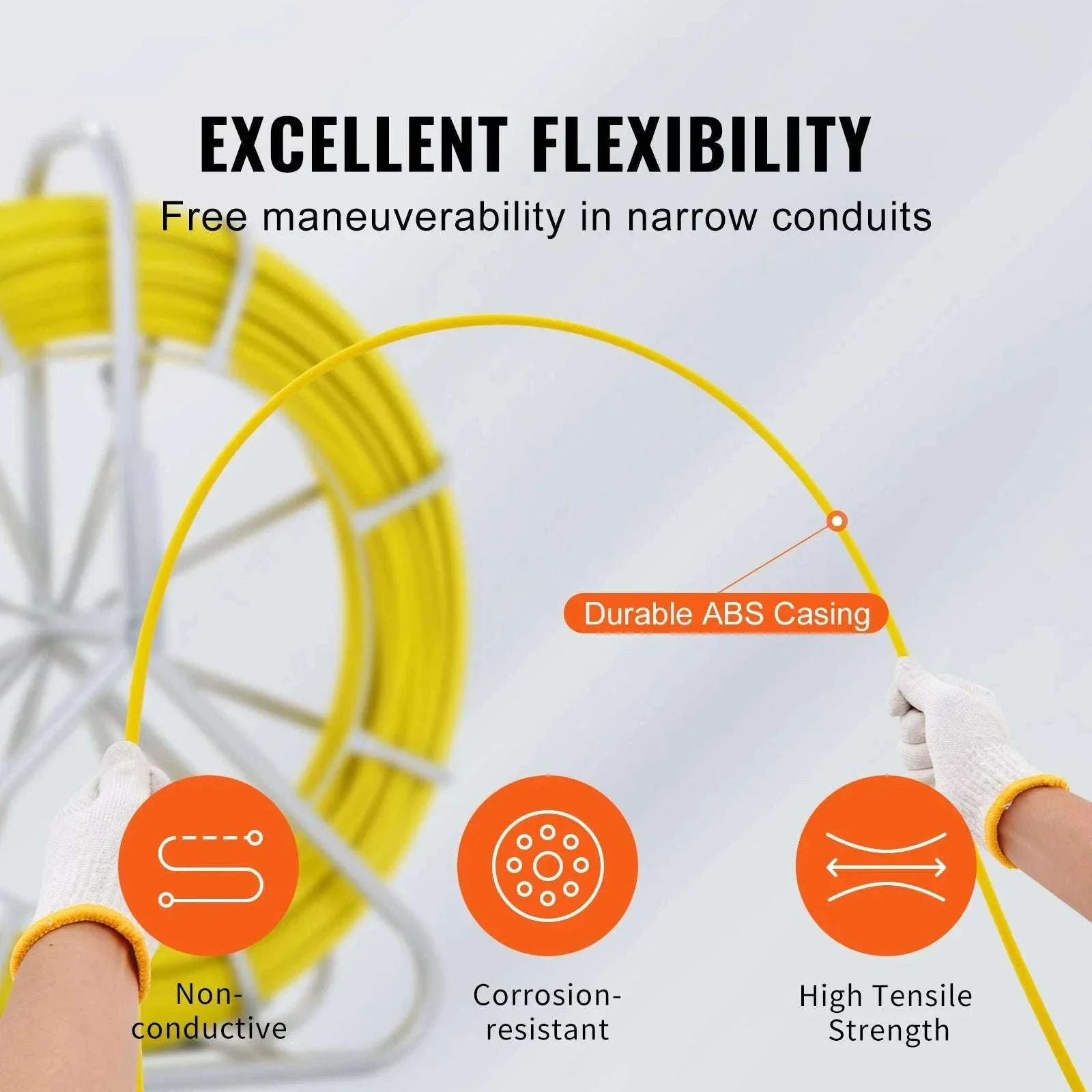 Fiberglass Fish Tape Wire Puller 425–656 ft Duct Rodder Kit - Image 3