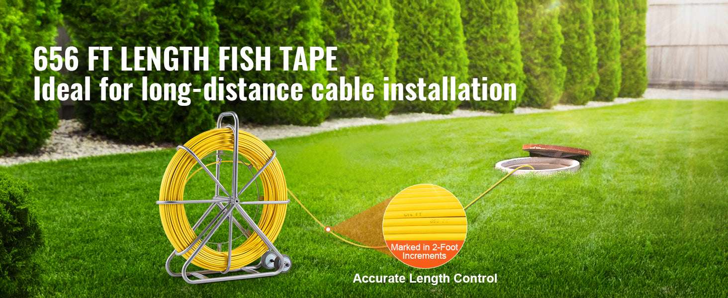 656ft Fiberglass Fish Tape Wire Puller with 5/16in Rodder - Image 8