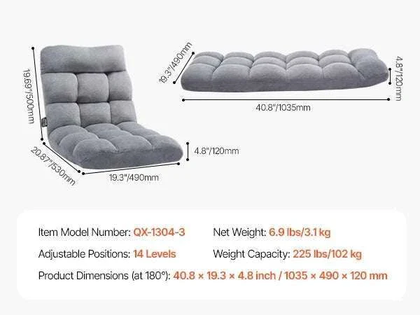 Adjustable Floor Chair with Back Support, Foldable Foam Sofa - Image 51