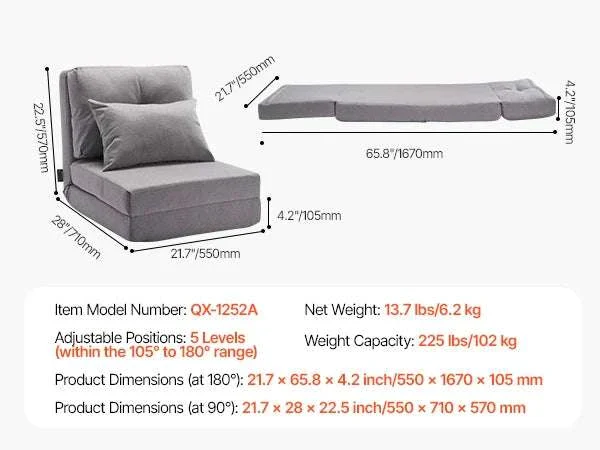 Adjustable Floor Chair with Back Support, Foldable Foam Sofa - Image 55