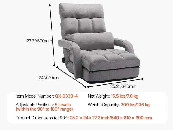 Adjustable Floor Chair with Back Support, Foldable Foam Sofa - Image 56