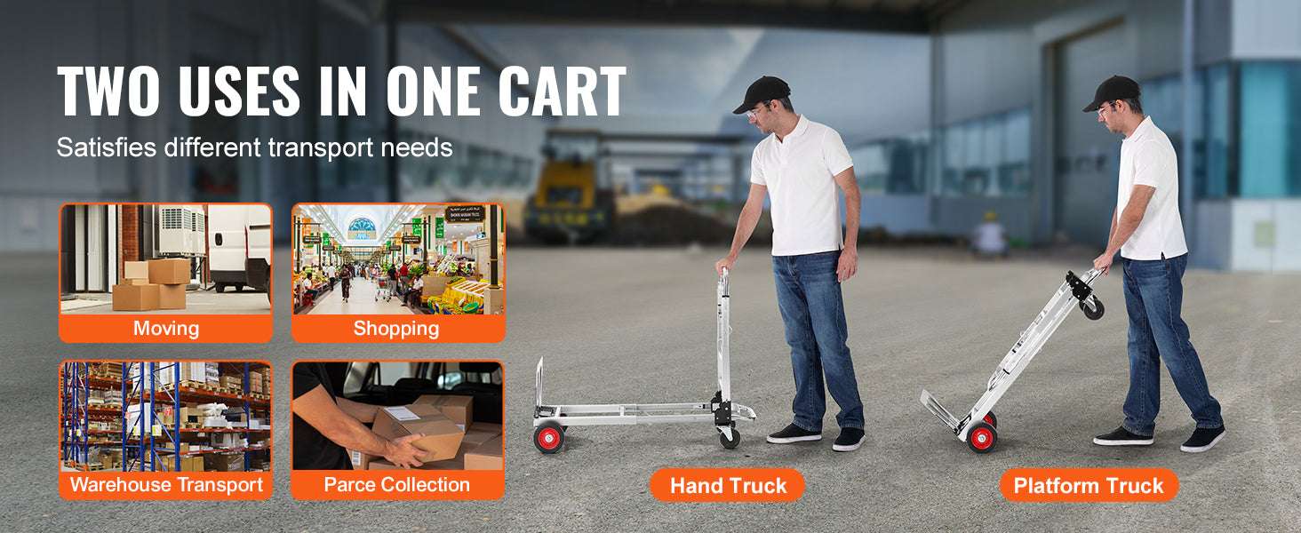 Folding Hand Truck Dolly 2-in-1 400 lb Capacity Convertible Cart - Image 11