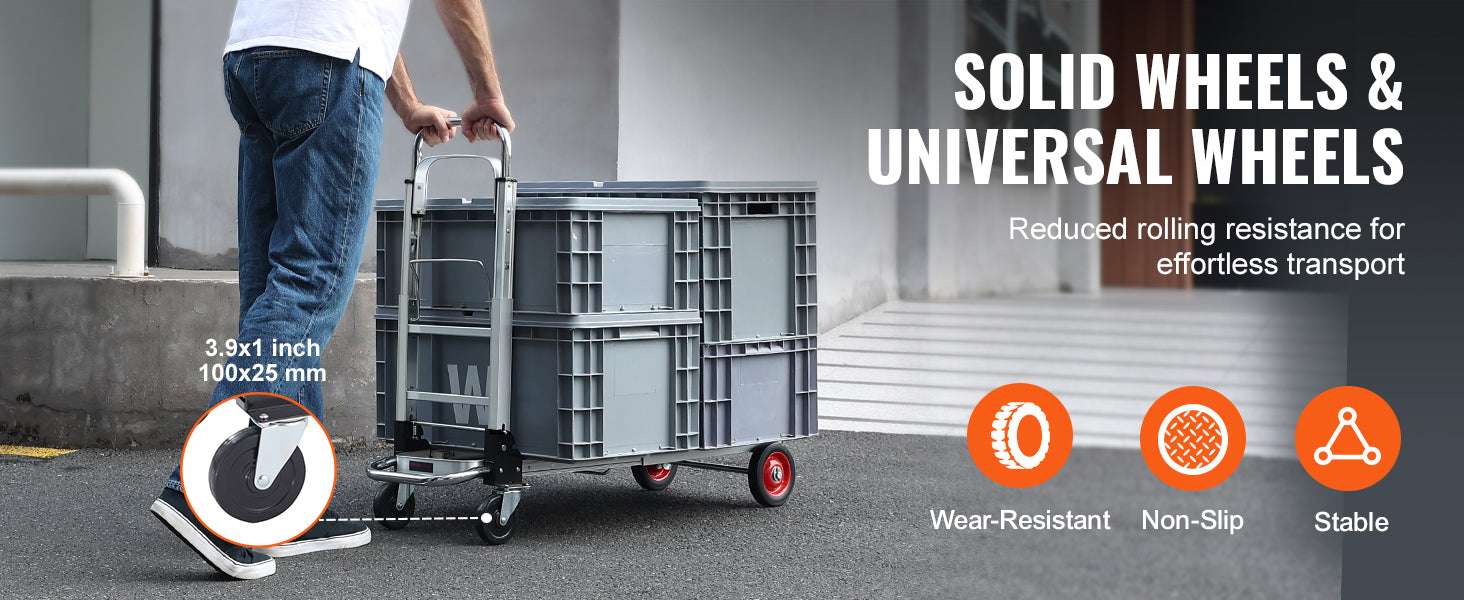 Folding Hand Truck Dolly 2-in-1 400 lb Capacity Convertible Cart - Image 9