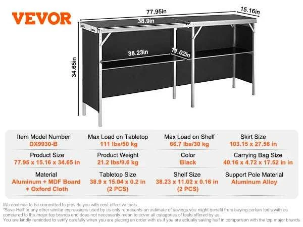 Folding Trade Show Counter Table with Storage Shelf & Carry Bag - Image 16