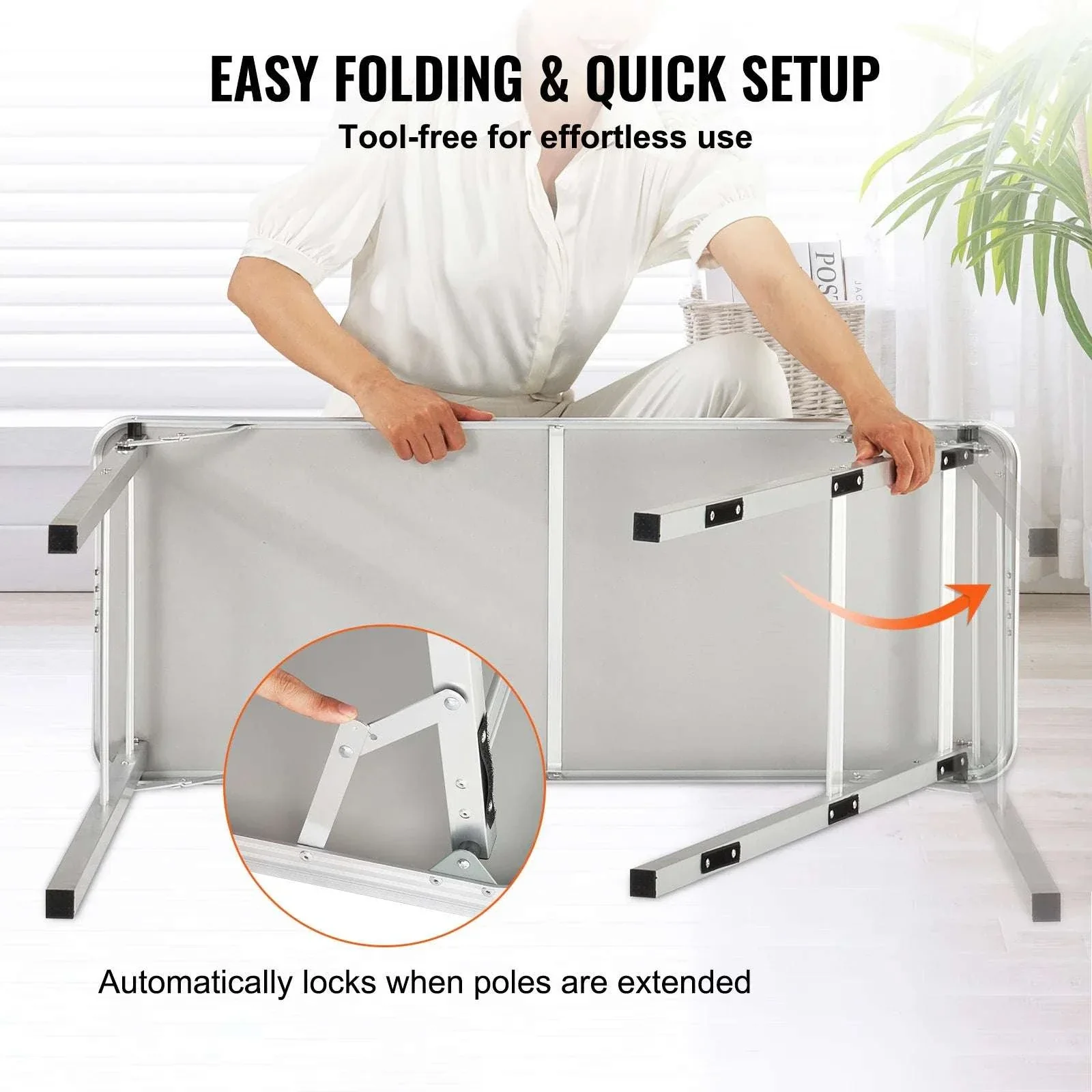 Folding Trade Show Counter Table with Storage Shelf & Carry Bag - Image 3