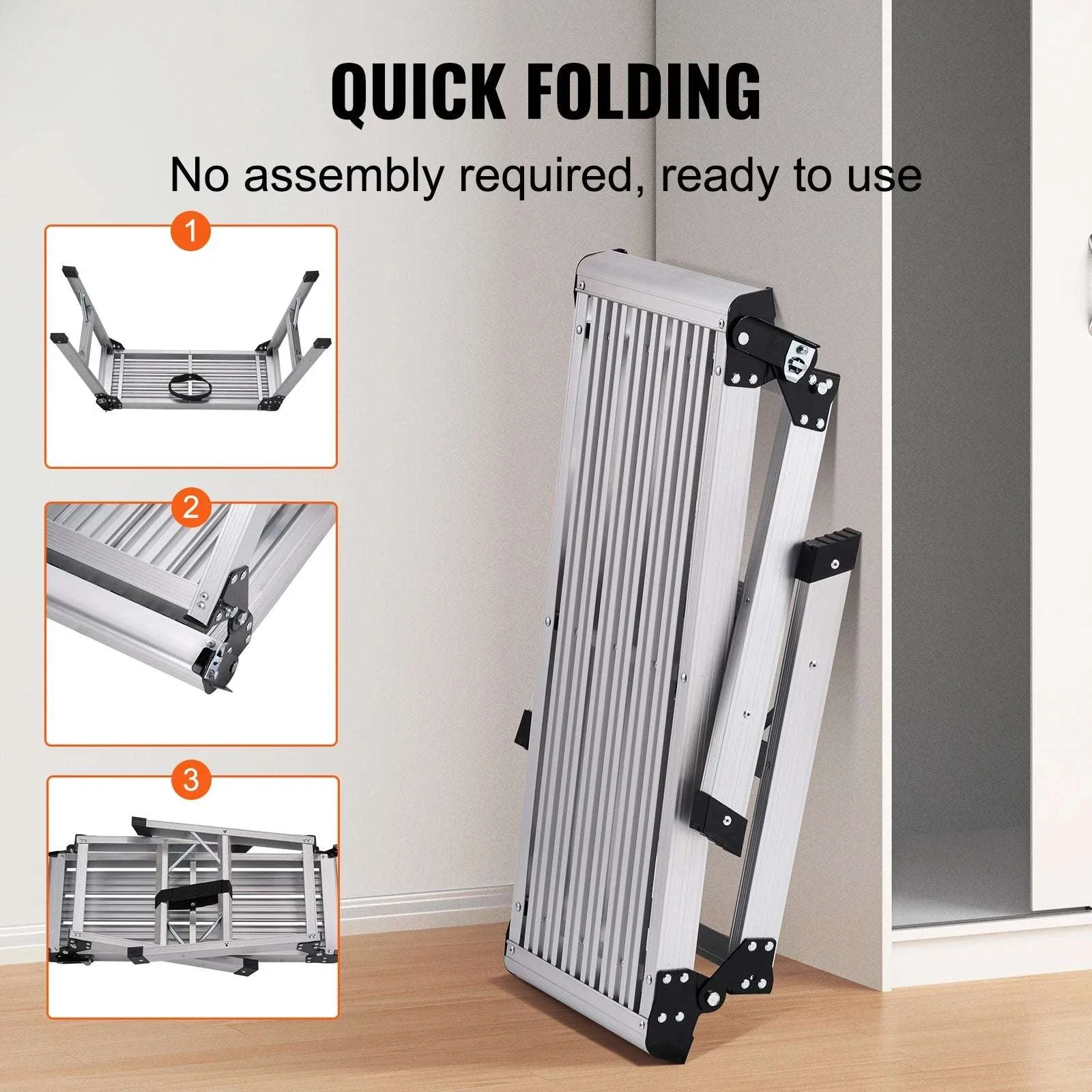 Folding Work Platform Ladder with Non-Slip Feet, 330–660 lbs Capacity - Image 3