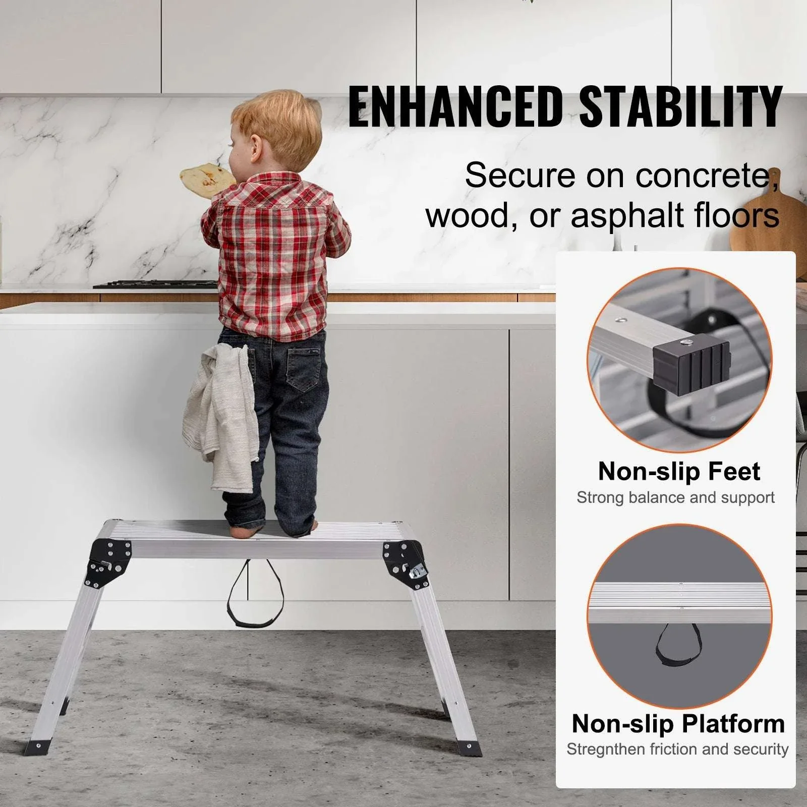 Folding Work Platform Ladder with Non-Slip Feet, 330–660 lbs Capacity - Image 5