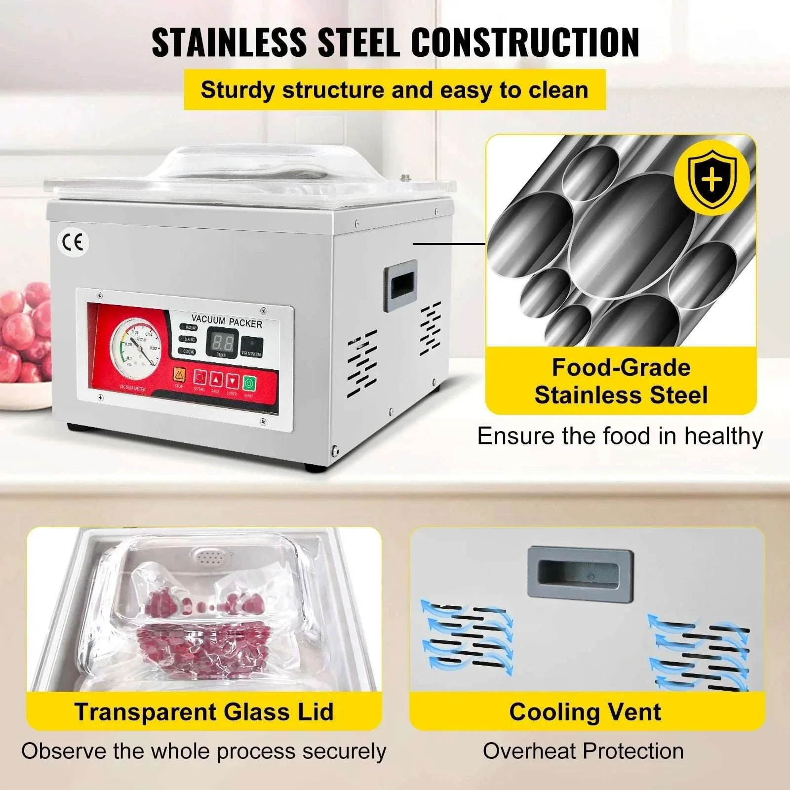 Commercial Chamber Vacuum Sealer 260mm Food Packaging Machine - Image 5