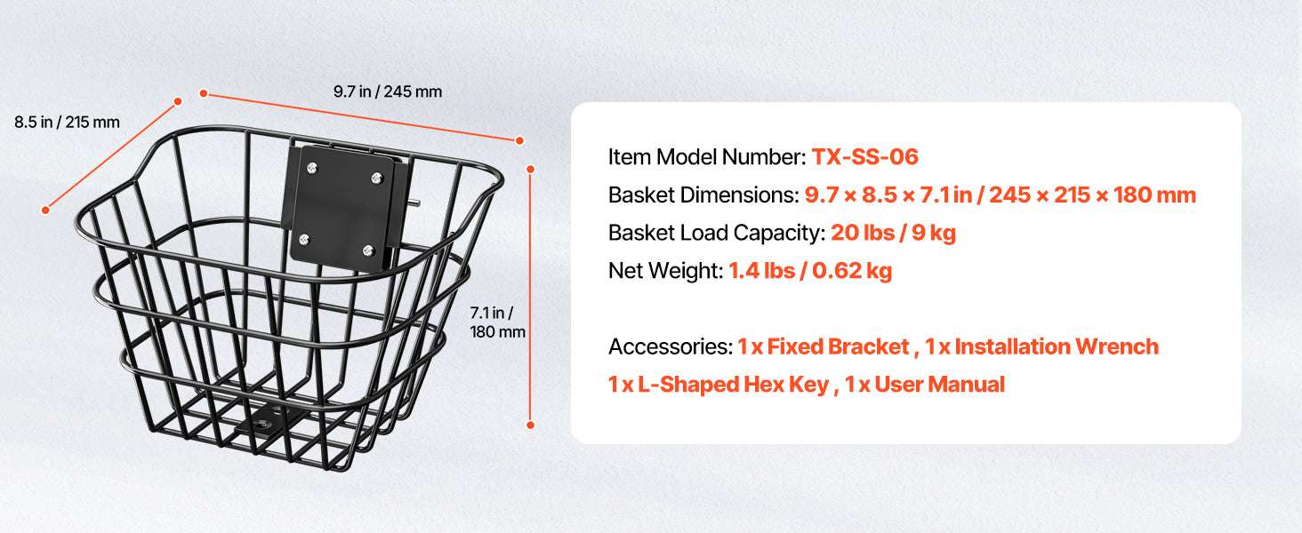 Front Bike Basket for Scooters & Bicycles – 20 lb Steel Carrier - Image 13