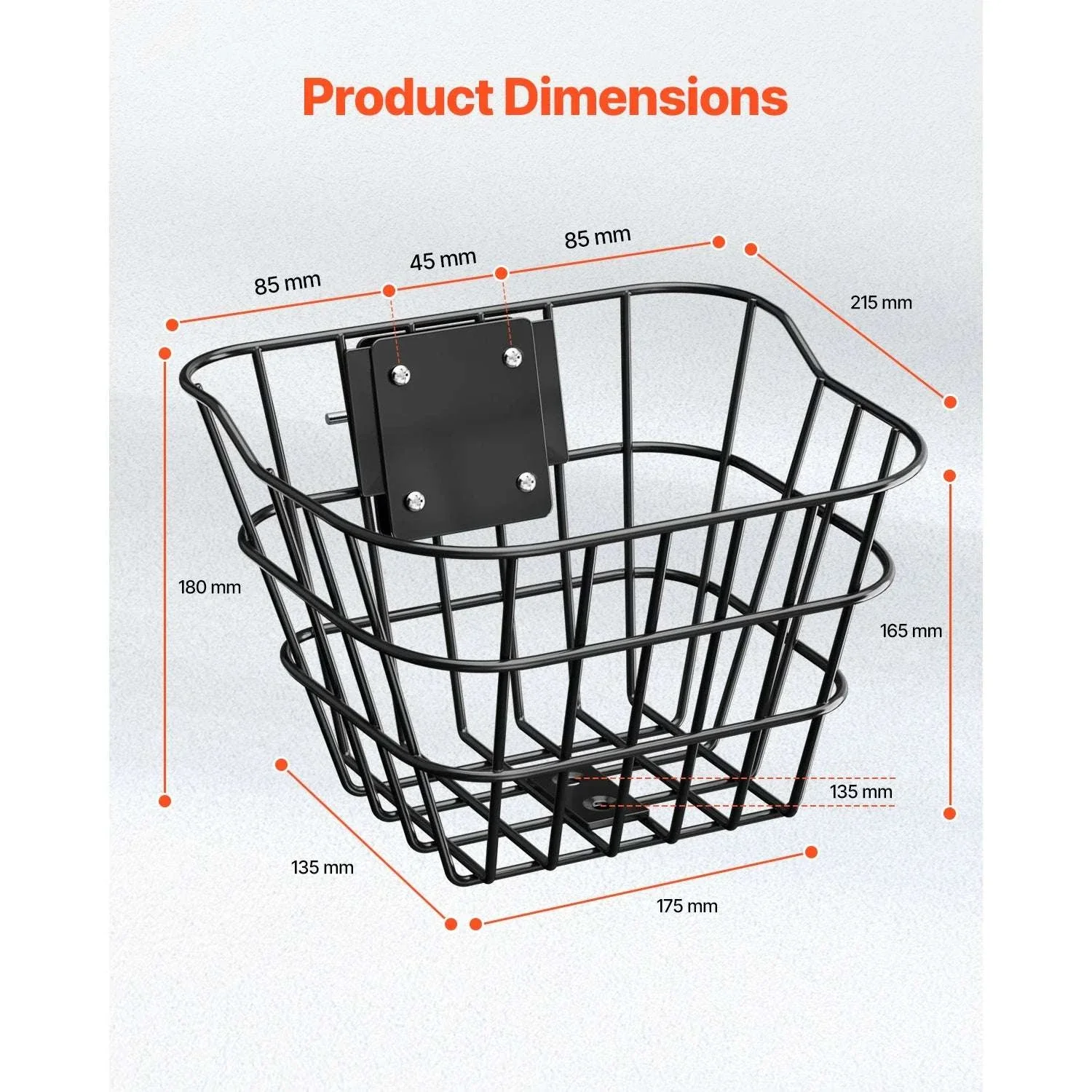 Front Bike Basket for Scooters & Bicycles – 20 lb Steel Carrier - Image 6