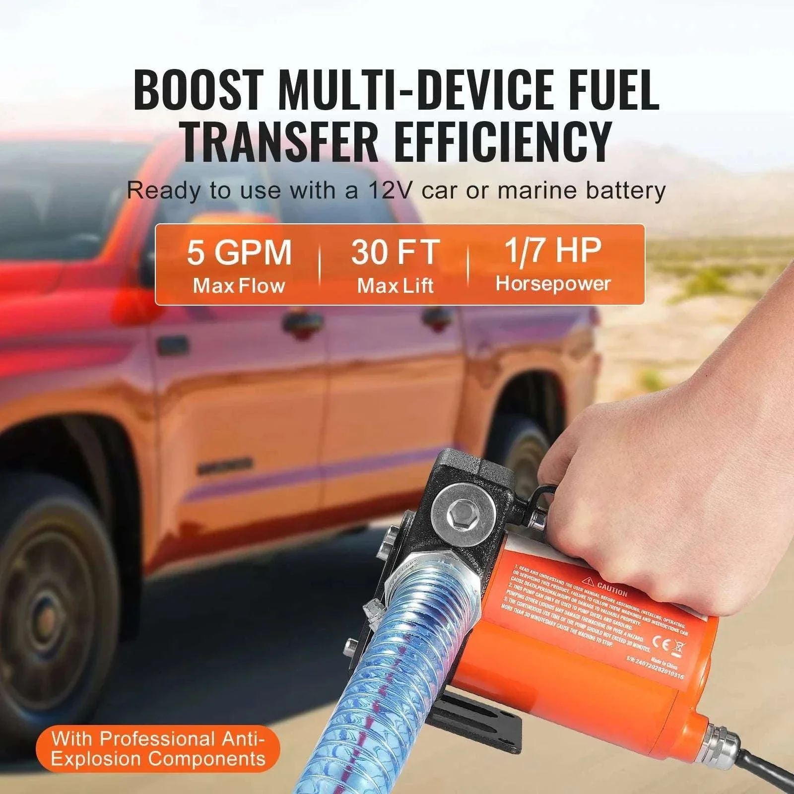 12V DC Fuel Transfer Pump 5–15 GPM Portable Diesel Gas Pump - Image 2