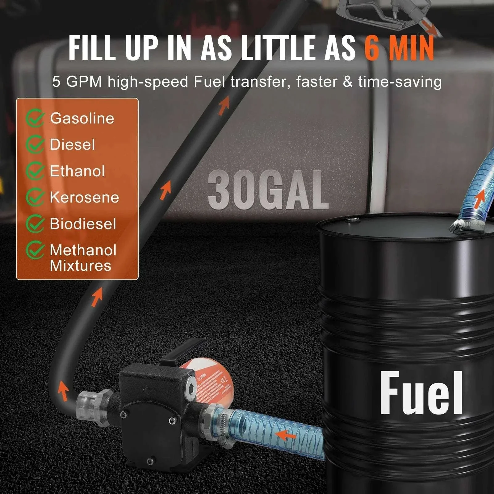 12V DC Fuel Transfer Pump 5–15 GPM Portable Diesel Gas Pump - Image 3